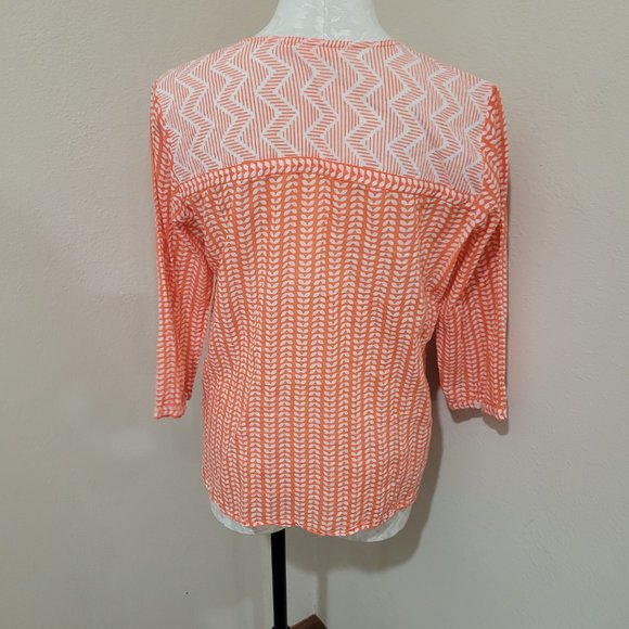 Oliphant Tassel Tie Top size Medium orange white lightweight size Medium - Picture 5 of 5